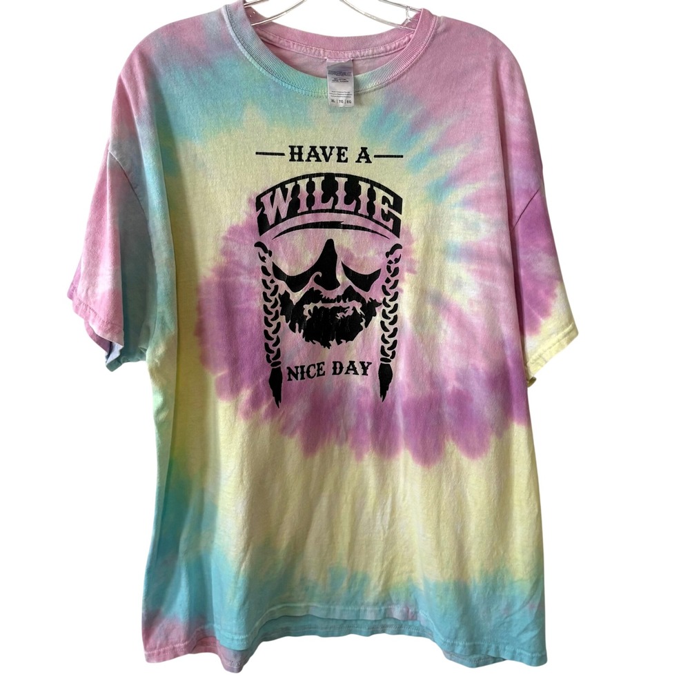 Willie Nelson Have a Willie Nice Day Tie Dye Tee in Size XL